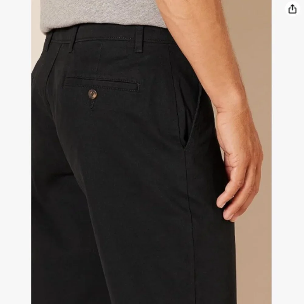Men's Classic-Fit Casual Stretch Chino Pant, Black, 40W x 28L